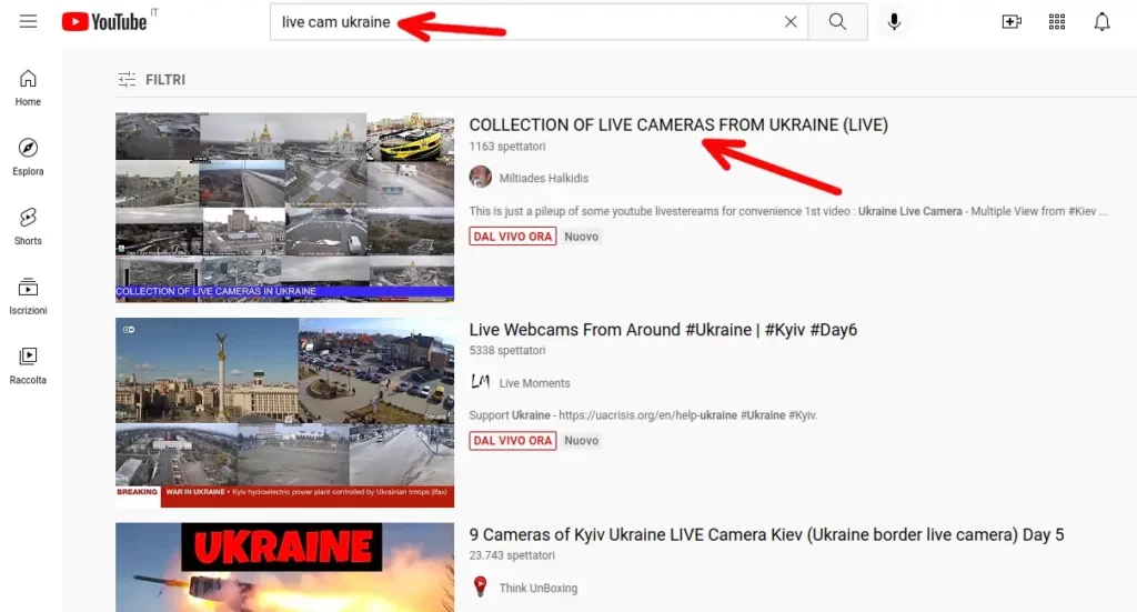 Seguire la guerra utilizzando le live webcam di Youtube