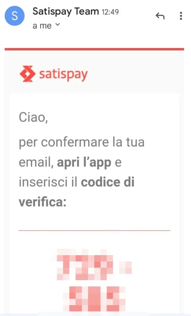 Apri l'app Satispay e inserisci il codice di verifica per continuare