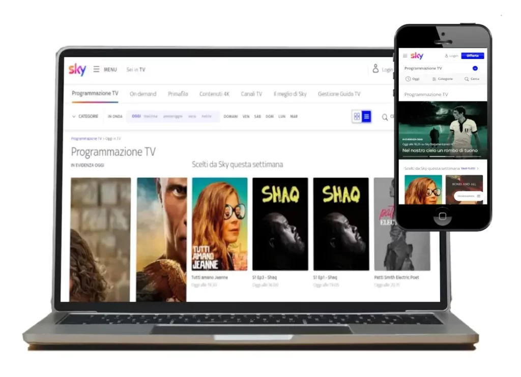 Vedere online la programmazione tv e streaming di Sky