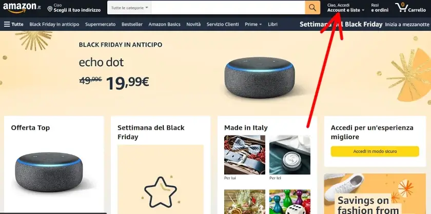 1 da Pc - vai su Amazon e fai l'accesso per tracciare la tua spedizione