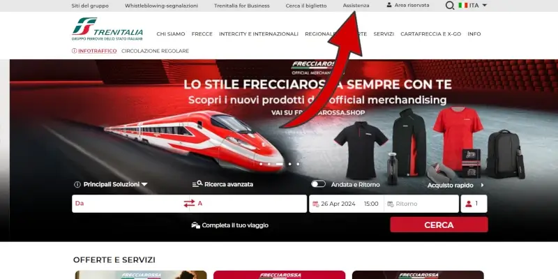 1 da Computer - Vai sul sito di Trenitalia e clicca su Assistenza