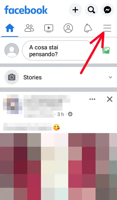 1 da APP - apri Facebook e clicca sulle tre linee o immagine profilo