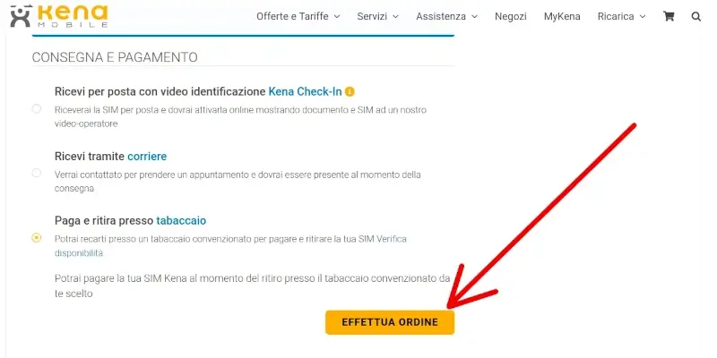 Puoi pagare e ritirare la sim Kena Mobile al tabacchino