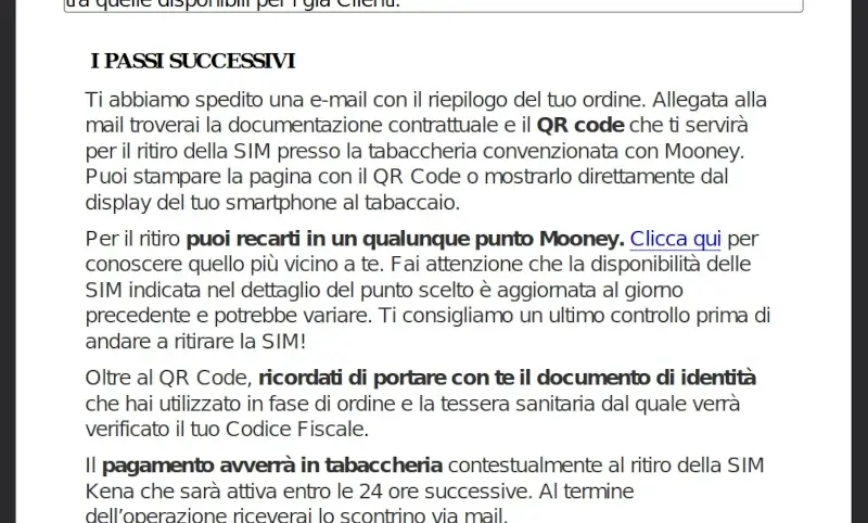 I passaggi successivi dopo aver acquistato online una SIM Kena