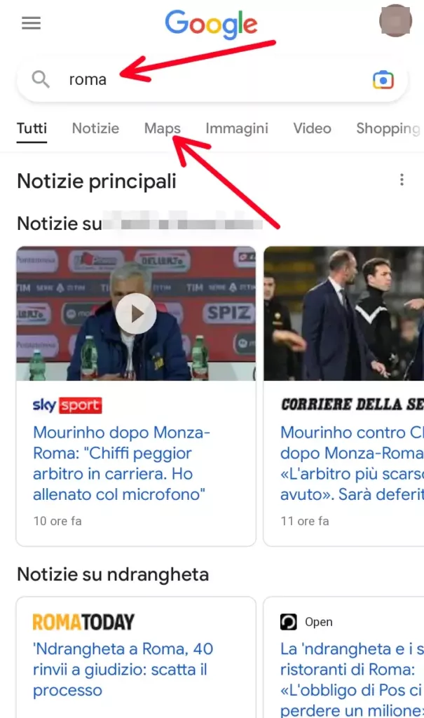 2 - puoi anche cercare la città su Google e poi cliccare su Maps