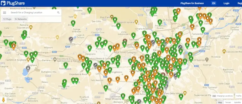 PlugShare è un sito mondiale per trovare punti di ricarica per macchine elettriche