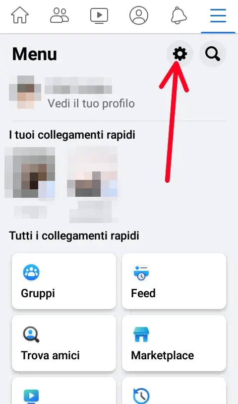 2 da APP - clicca sul simbolo dell'ingranaggio per disattivare le notifiche