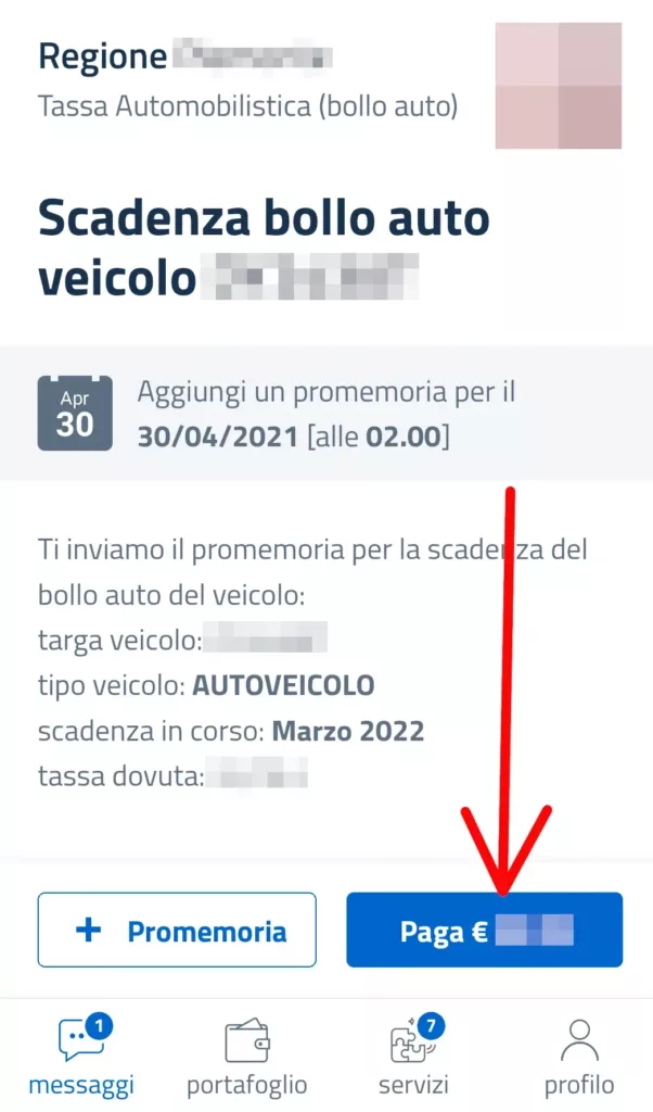 Puoi pagare il bollo direttamente dall'app IO tramite una carta