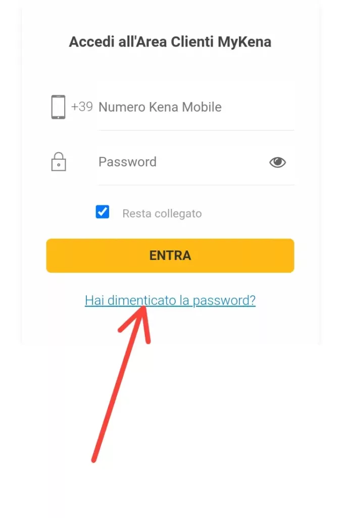 3 - clicca su Hai dimenticato la password?