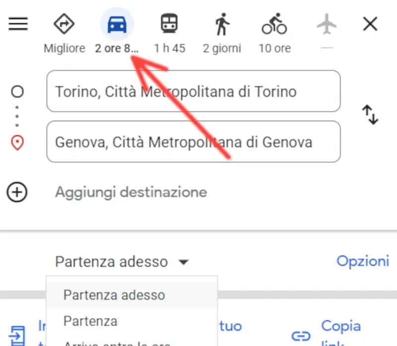 Puoi utilizzare maps per avere indicazioni stradali da seguire in macchina