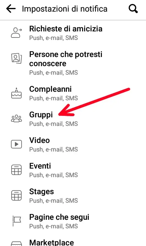 7 da APP - Ripeti la stessa operazione per disattivare le notifiche mail e sms di altro