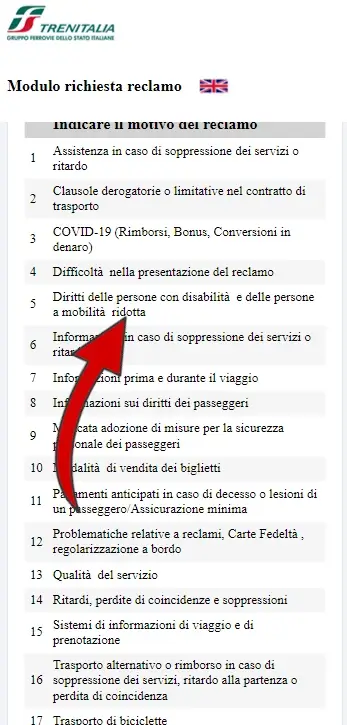 7 da Telefono - seleziona dall'elenco il motivo del tuo reclamo