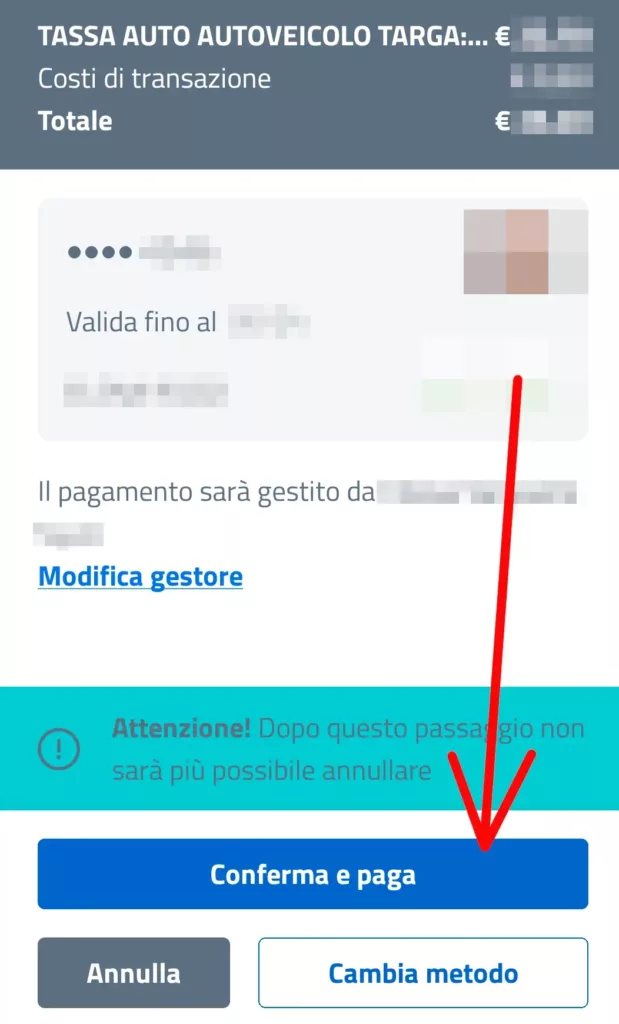 Conferma e paga il bollo del auto veicolo