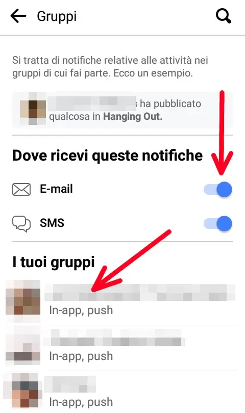 8 da APP - Scegli se mantenere attive o meno le notifiche mail e sms