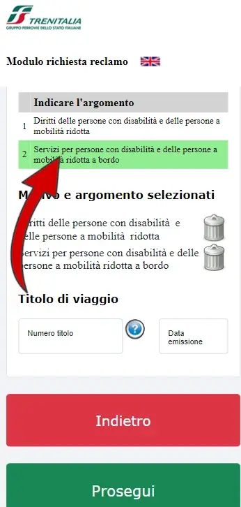 8 da Telefono - potresti dover indicare anche l'argomento per cui vuoi inviare un reclamo 