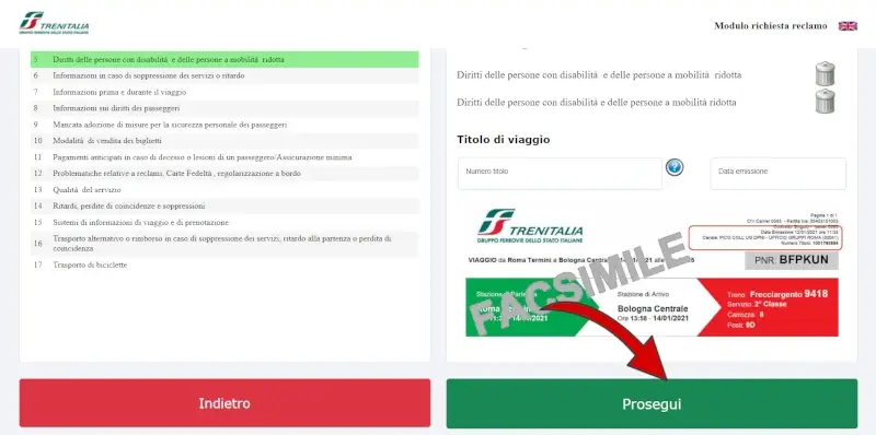 9 da pc - per inviare il reclamo a trenitalia devi indicare il titolo di viaggio che trovi dove indicato