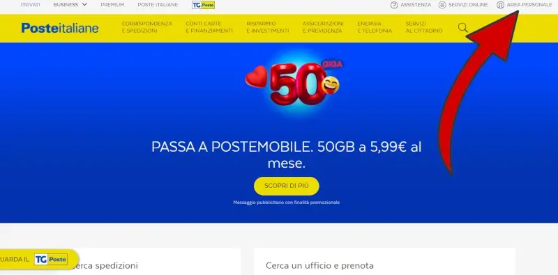 1 da Pc - vai sul sito di Poste italiane ed effettua l'accesso.