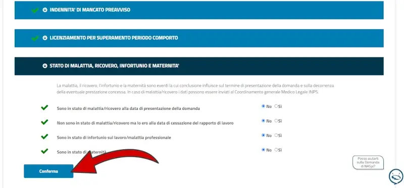 12 domanda disoccupazione Inps - rispondi accuratamente alle affermazioni dichiarando il vero