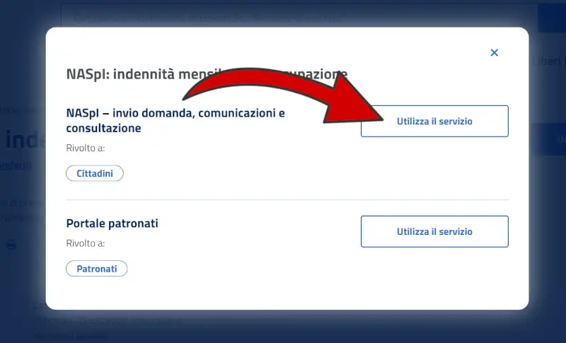 2 domanda disoccupazione Inps - scegli il servizio per i cittadini