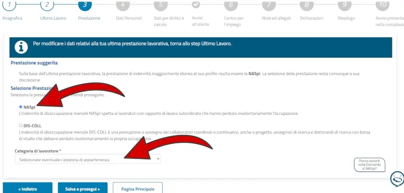 7 domanda disoccupazione Inps - scegli se richiedere la naspi o la discoll