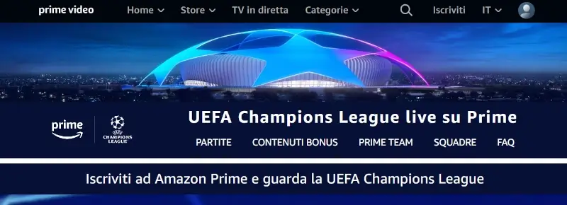 La migliore partita di Champions del mercoledì la trovi in diretta su Prime Video