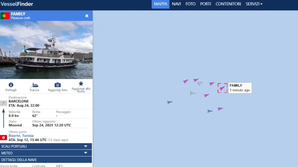 Se il sito per il tracking della flotilla non funziona puoi usare altri tracker del traffico marino.