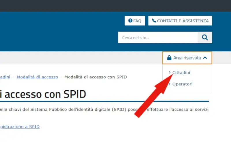 Dal menù che si apre, clicca su Cittadini.