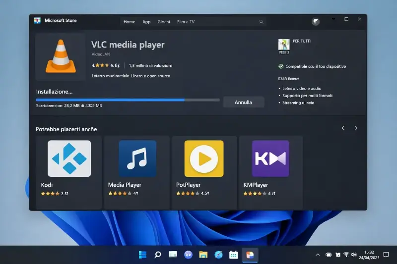 Schermata di installazione app nel Microsoft Store su Windows 11