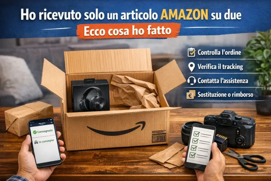 Immagine in evidenza dell'articolo che spiega cosa ho fatto quando ho ricevuto da Amazon un solo articolo su due ma risultavano consegnati entrambi.
