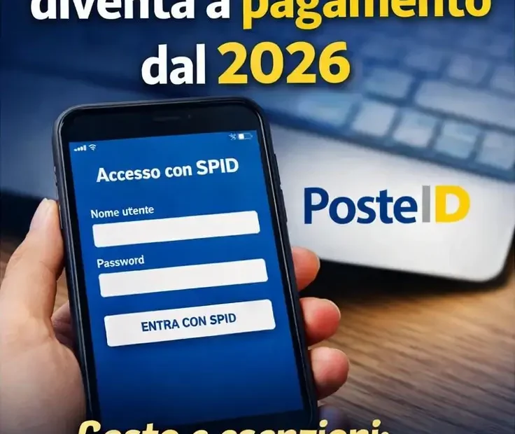 SPID PosteID su smartphone: dal 2026 il rinnovo diventa a pagamento