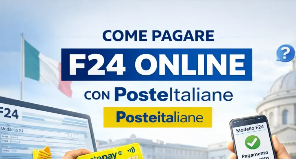 Immagine in evidenza della guida per pagare un F24 online tramite il sito di Poste Italiane.