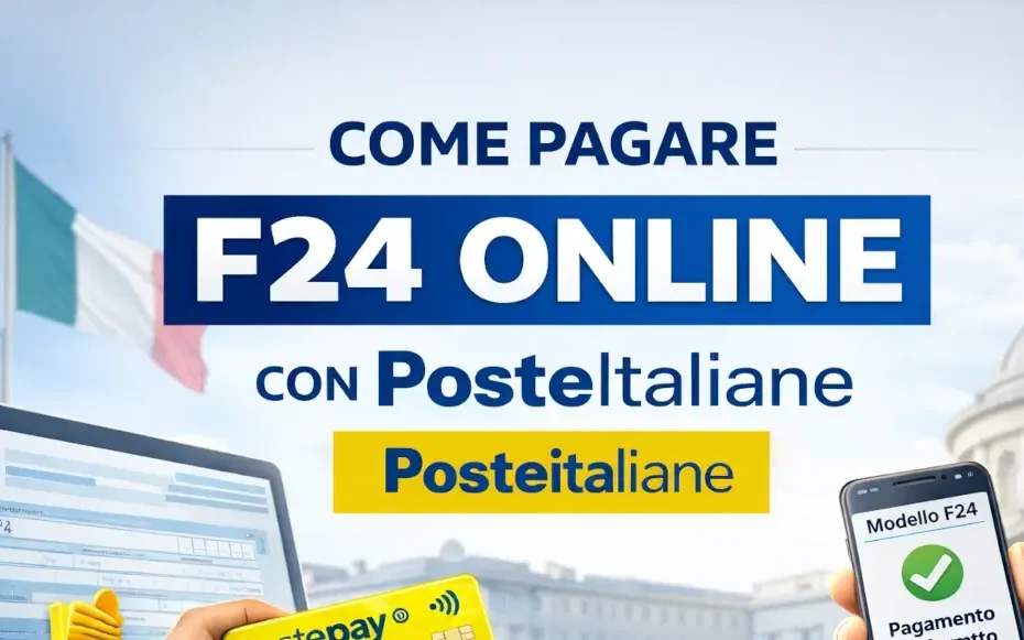 Immagine in evidenza della guida per pagare un F24 online tramite il sito di Poste Italiane.