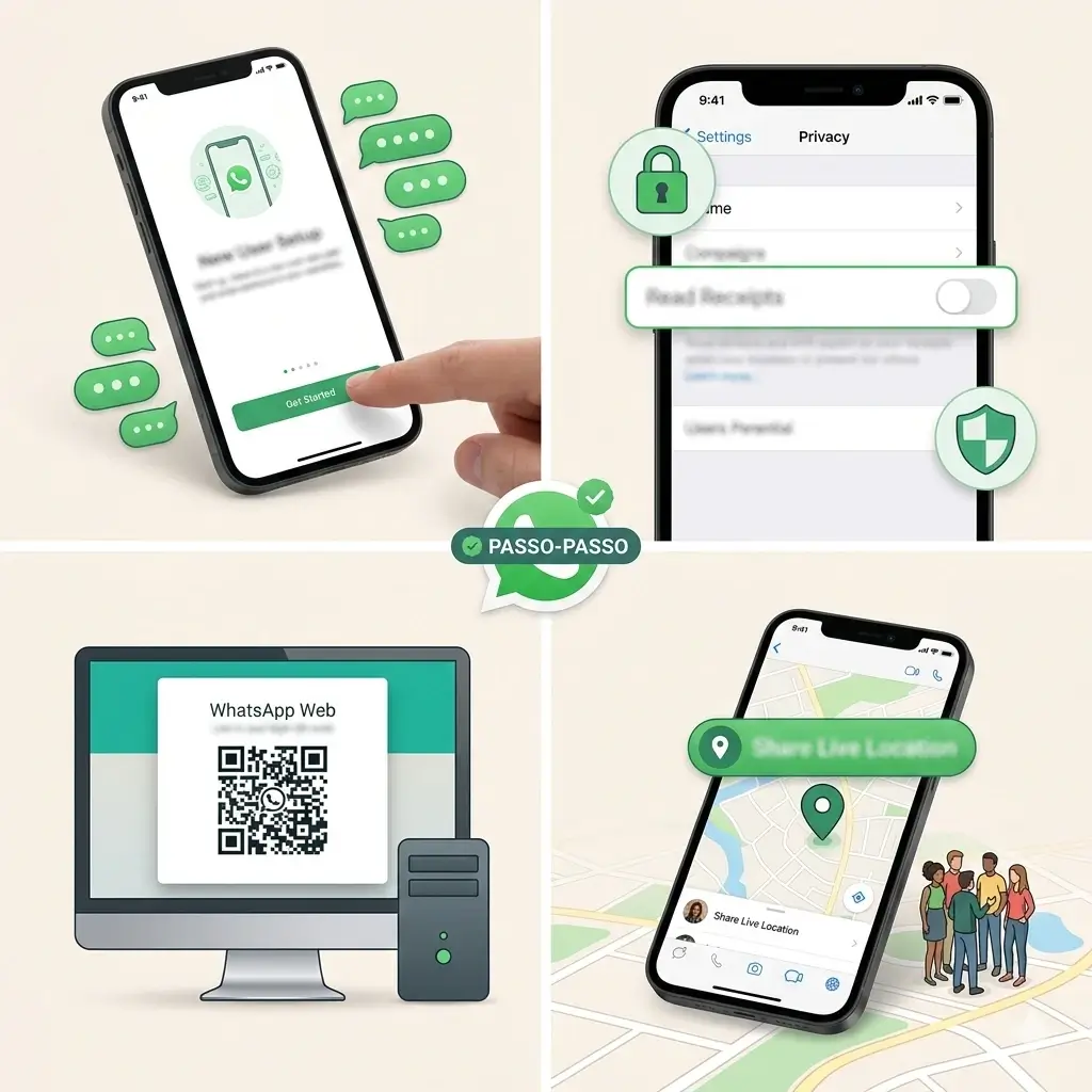 Immagine grafica delle funzionalità e dei trucchi disponibili su WhatsApp.
