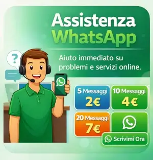 Banner del servizio di assistenza WhatsApp a pagamento.