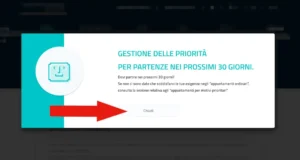 Screenshot dell'avviso che comunica che esiste una gestione della priorità nella richiesta del passaporto per chi ha fretta.