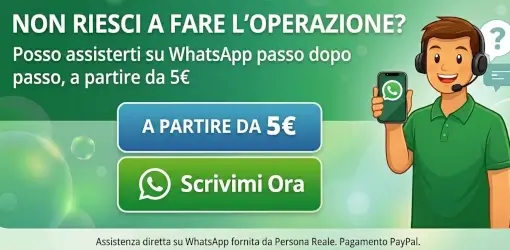 Banner orizzontale del servizio di assistenza Web tramite WhatsApp per le operazioni online.