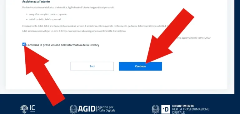 Screenshot della pagina per accettare i termini di utilizzo del servizio INAD e domicilio digitale.
